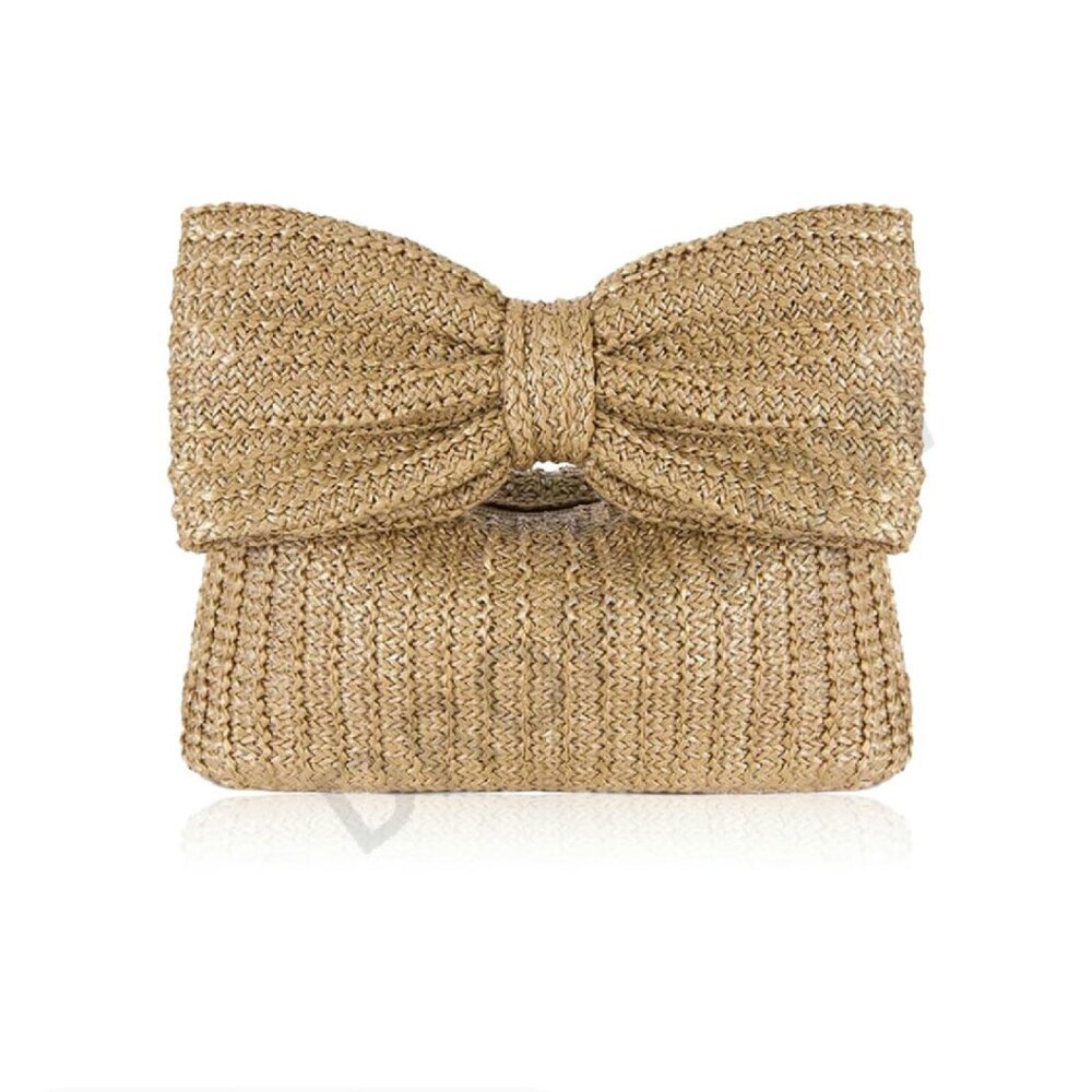 Straw Woven Clutch Bag Elegant Boho Chic Beach Vacation Evening Party Wear - Picture 1 of 8